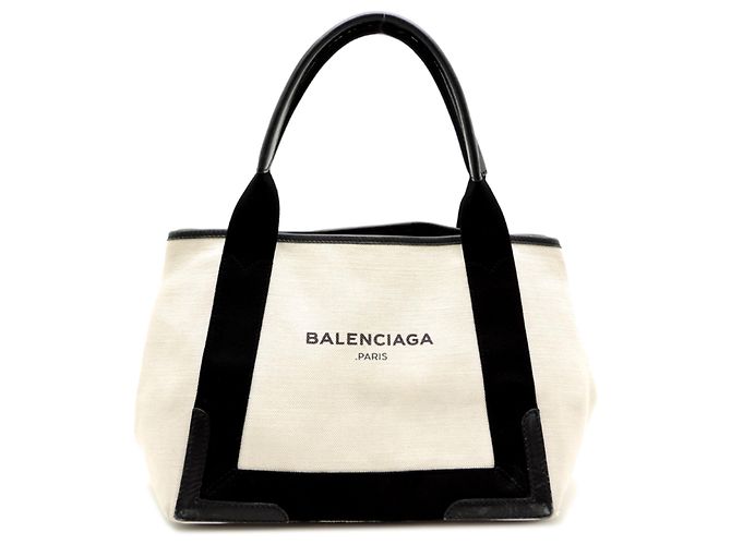 Everyday Balenciaga Navy Cabas Small Handtasche Schwarz Weiß