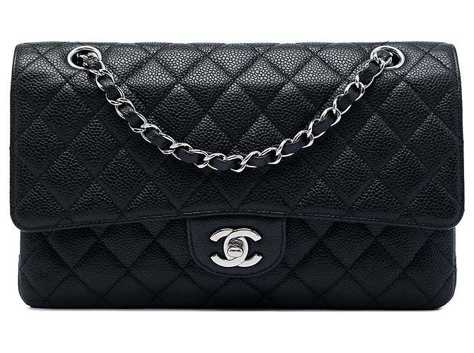 Chanel Black Medium Classic Caviar Double Flap Noir