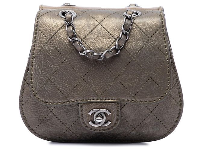 Chanel Coco Twin Flap em couro de bezerro matelassê marrom Small Bronze