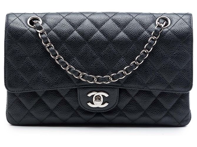 Chanel Black Medium Classic Caviar Double Flap Nero