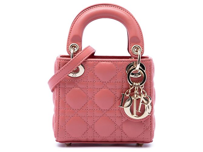 Lady Dior en micro agneau rose cannage Dior
