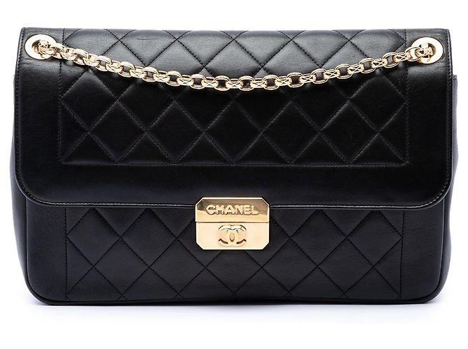 Chanel Black Large Lambskin Chic With Me Flap Noir