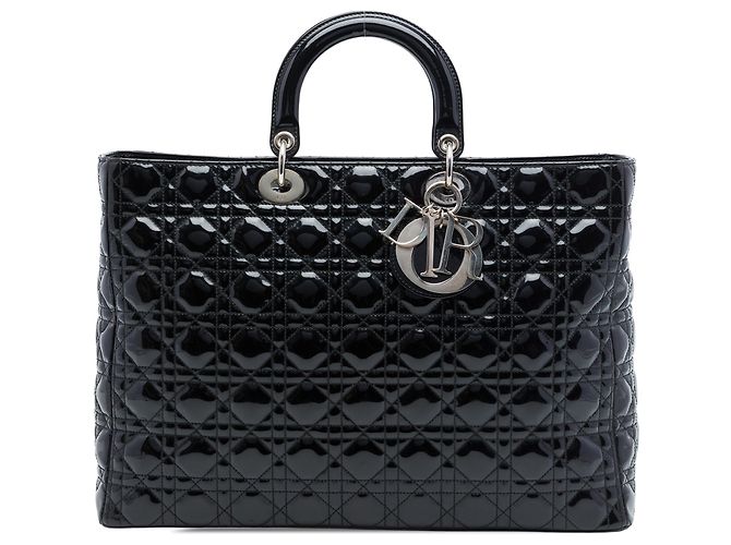 Dior Black Extra Large Patent Cannage Lady Dior Noir