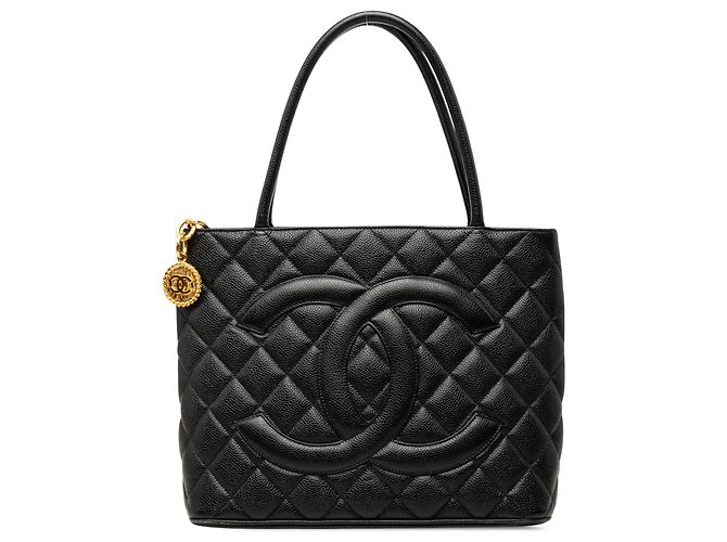 Chanel Black Caviar Medallion Tote Noir