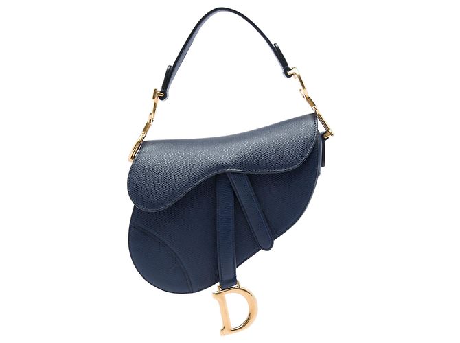 Bolsa Saddle em couro de bezerro granulado azul Dior Azul marinho