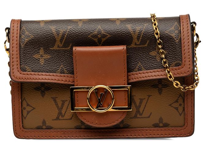 Cartera con cadena Dauphine en Monogram Reverse marrón Louis Vuitton Castaño