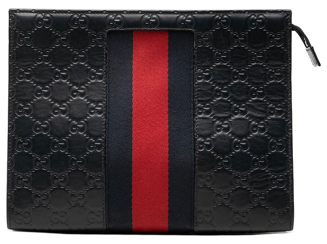 Gucci Blue Guccissima Web Clutch Blau Marineblau