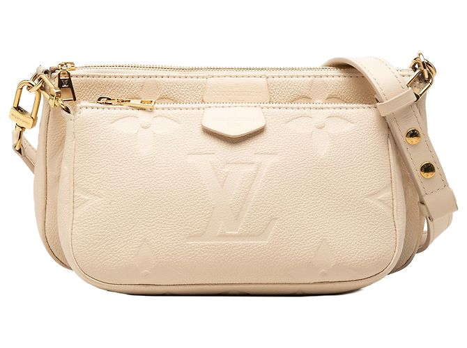 Louis Vuitton Multi Pochette Accessoires en cuir Empreinte Monogramme Giant blanc Écru