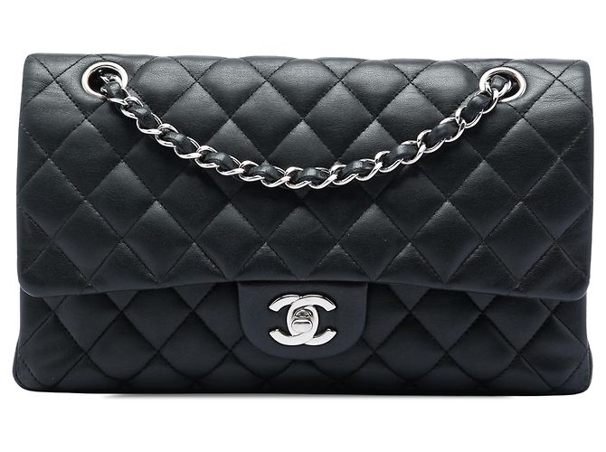Chanel Black Medium Classic Lambskin Double Flap Noir