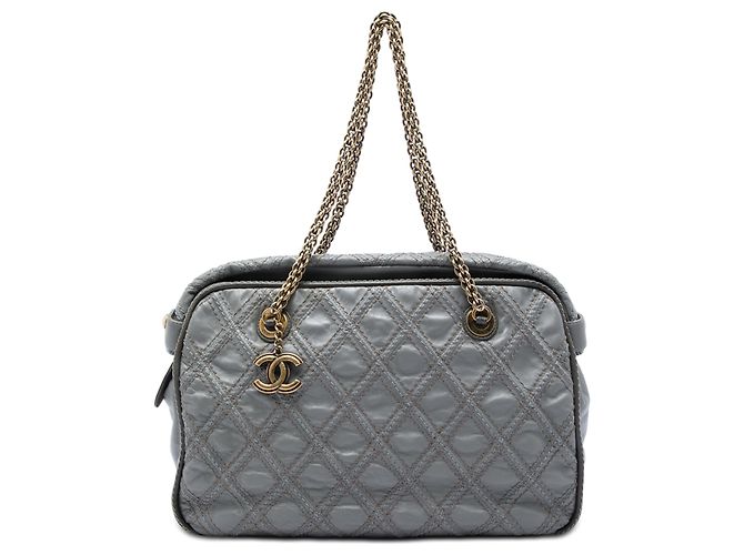 Tote Triptych in pelle di vitello trapuntata CC grigia Chanel Marrone