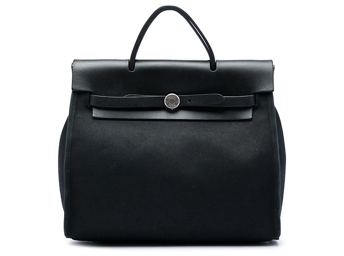 Hermès Black Toile Herbag Backpack PM Preto