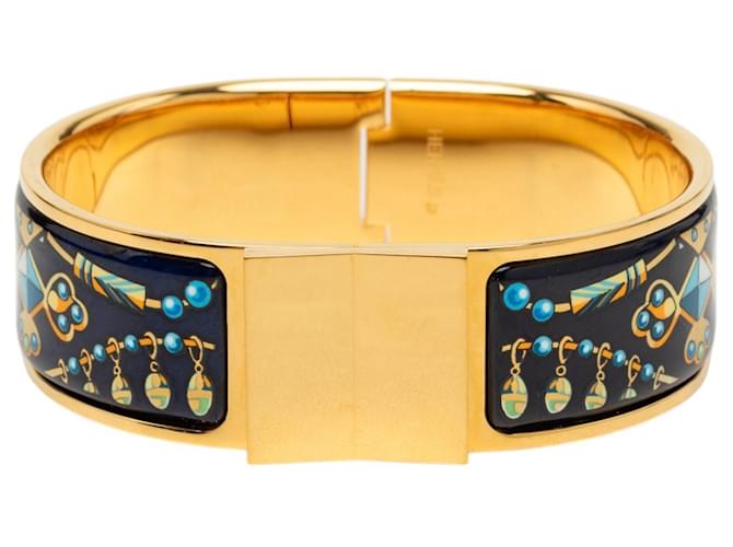 Bracelet Loquet PM en émail noir à imprimé large Hermès 