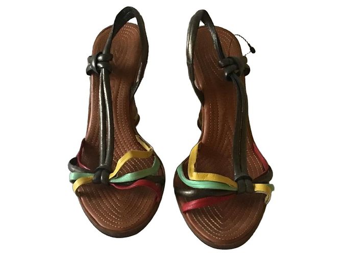 Chloé Sandali con zeppa Chloe Marrone Rosso Verde Giallo Metallico