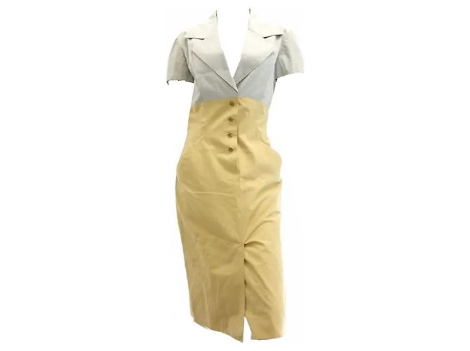 Vestido de dos tonos Hermès Beige Amarillo