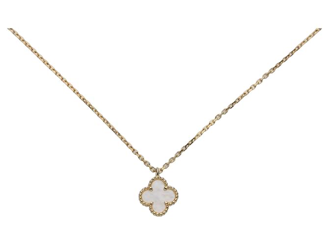 Van Cleef & Arpels Sweet Alhambra Pendant Necklace White Golden 