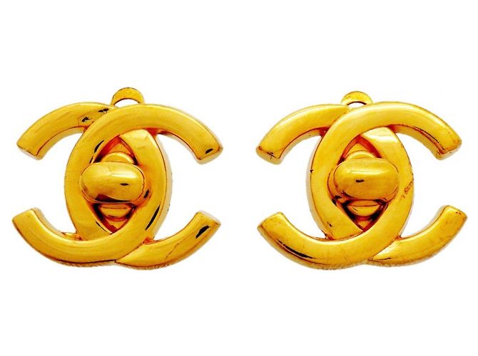 Orecchini Chanel Coco Mark Turnlock D'oro 