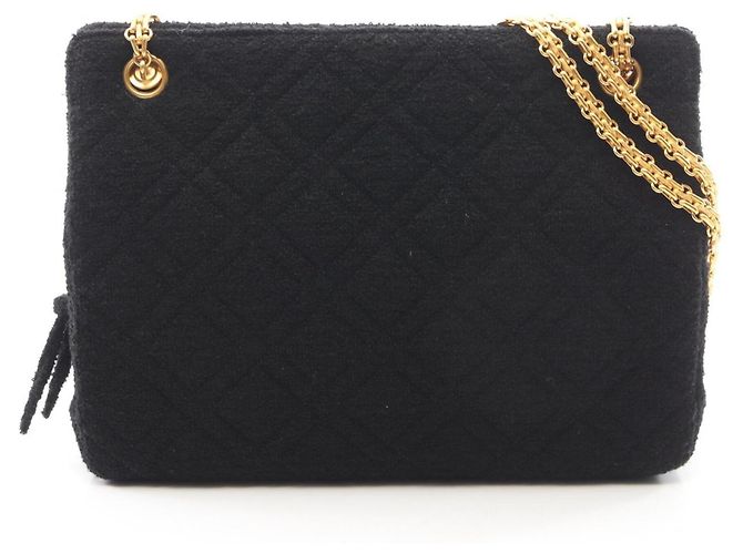 Bolsa de ombro em tecido Chanel Preto