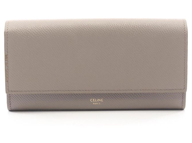 Céline Celine Large Flap Wallet in Beige