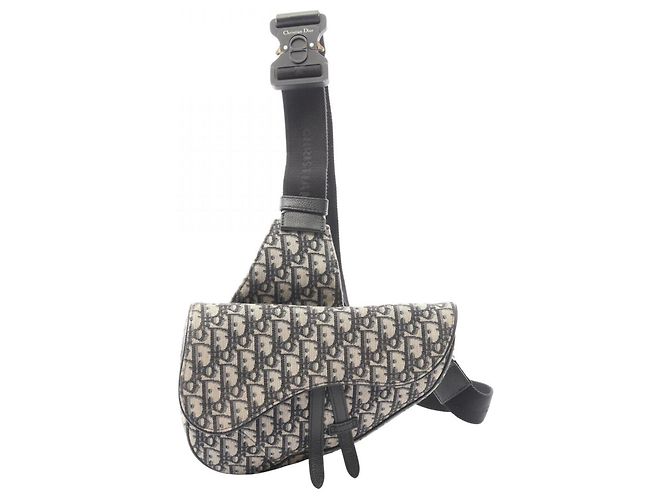 Borsa Saddle Christian Dior Beige/Blu navy