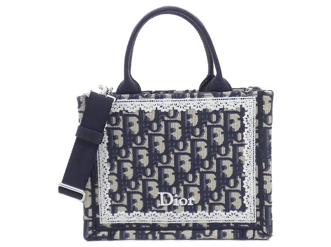 Borsa mini Christian Dior DIOR OBLIQUE Book Tote Blu