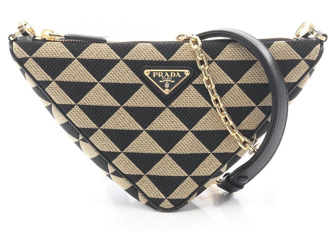 Borsa a tracolla 2-Way Triangle Prada Nero Beige