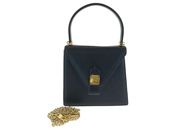 Bolsa de mão 2way de couro preta MCM Preto