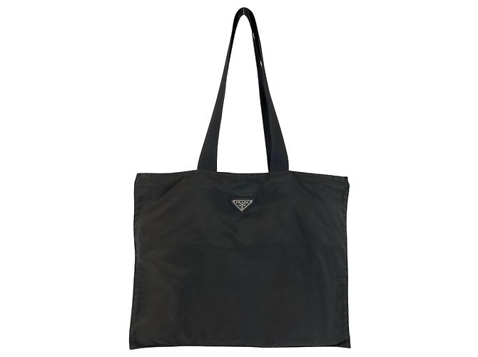 Borsa Tote PRADA in nylon Tessuto Nero