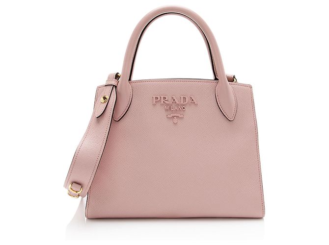 Prada Saffiano Cuir Leather Monochrome Small Tote Rosa