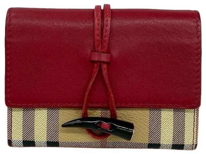 Burberry Leather Card Case Brown Beige