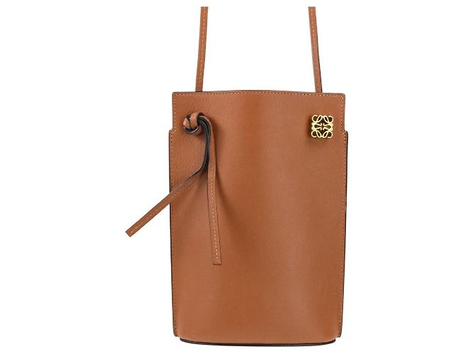 Borsa a tracolla in pelle Loewe Anagram Dice Pocket Marrone