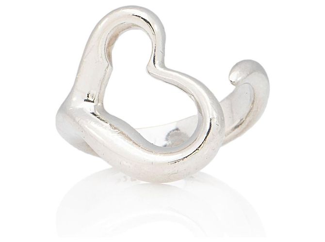 Tiffany & Co. Elsa Peretti Sterling Silber Open Heart Ring - Größe 6 3/4 Metallisch
