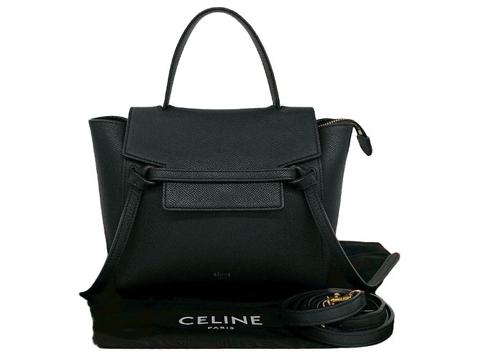 Céline Bolsa CELINE Belt Bag de couro 2way Preto