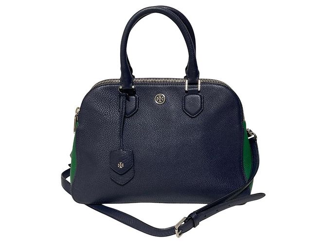 Tory Burch Pebbled Leather 2way Shoulder Bag Blue