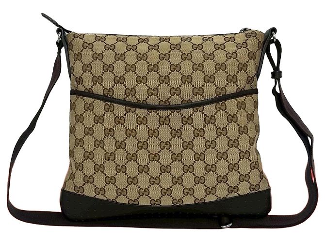 Bolsa de ombro Gucci GG Canvas e couro Marrom Bege