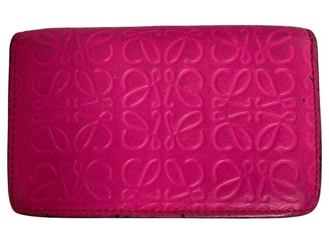 Tarjetero de piel Anagram Loewe Rosa