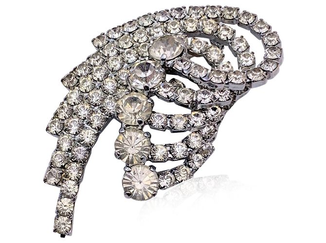 Dolce & Gabbana Metallbrosche mit Kristallen Silber Metallisch