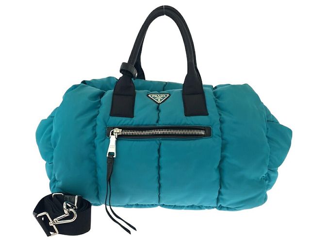 Borsa a tracolla 2way in Tessuto Prada Blu