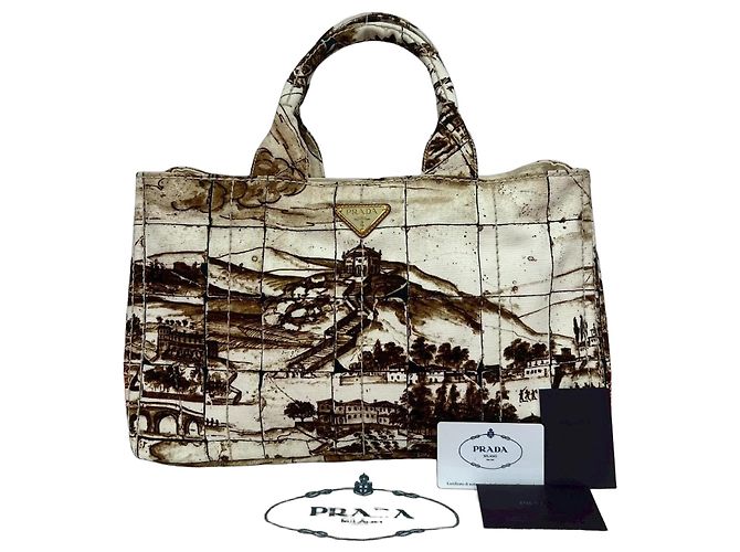 Prada Canapa Canvas Tote Bag Braun