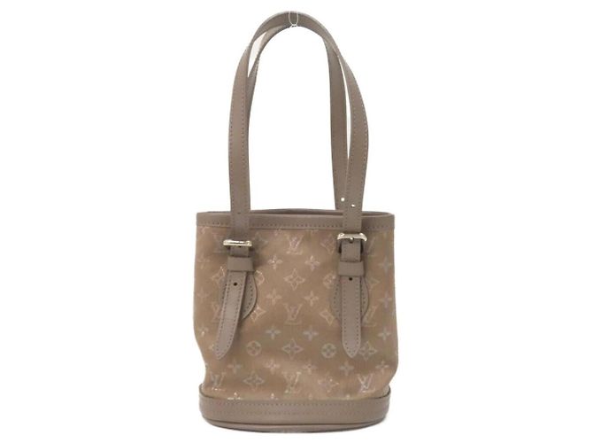 Bucket Borsa a secchiello Louis Vuitton in raso Monogram Marrone Beige