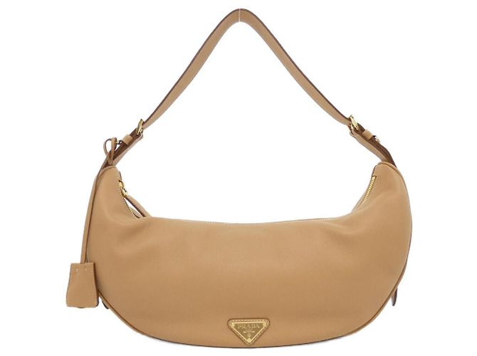 Borsa a Spalla Prada Soft Grain Marrone Beige 