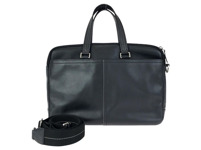 COACH Leather 2way Briefcase Black