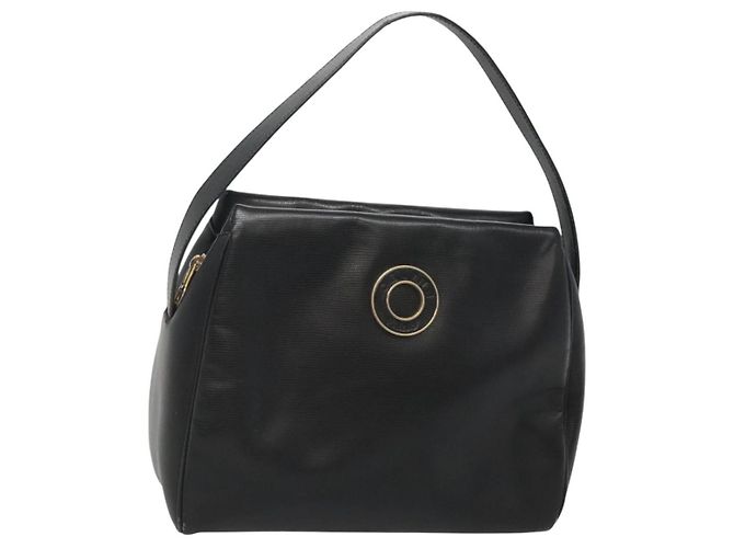 Céline Celine Circle Logo Leather Black