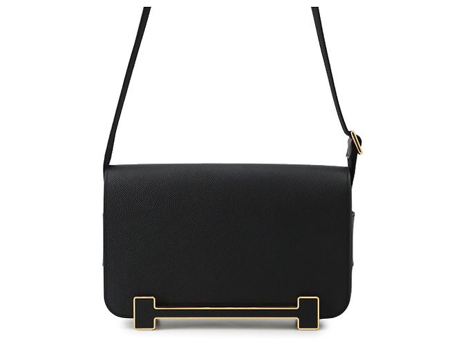 Hermès Bolsa de ombro Hermes Geta em couro Epsom preto