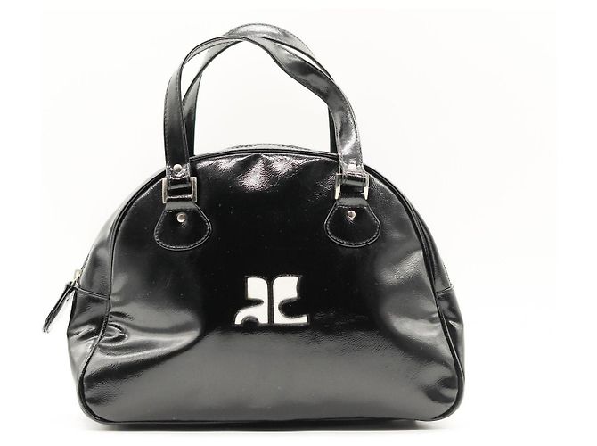 Courreges Courrèges Handtasche aus schwarzem Lackleder