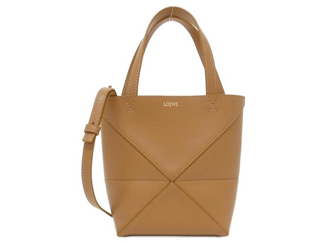 Bolso Tote Mini Loewe Puzzle Fold Castaño