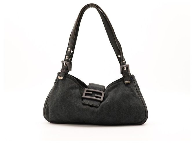Bolso Fendi Baguette de algodón gris