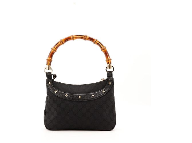 Bamboo Gucci Bolsa Hobo com alça de bambu Preto