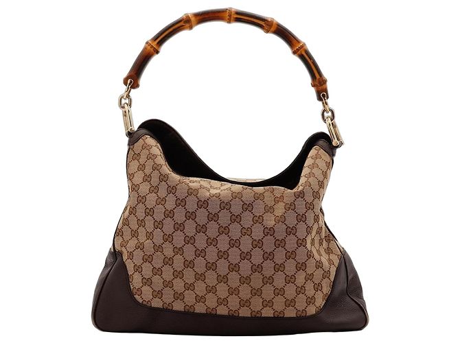 Bolsa Hobo Gucci Bamboo Marrom Monograma