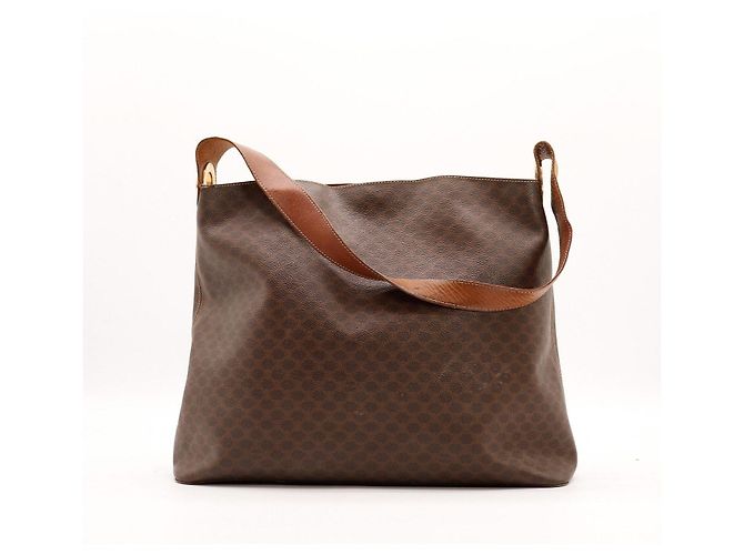 Céline Celine Bolsa de ombro padrão Macadam Marrom