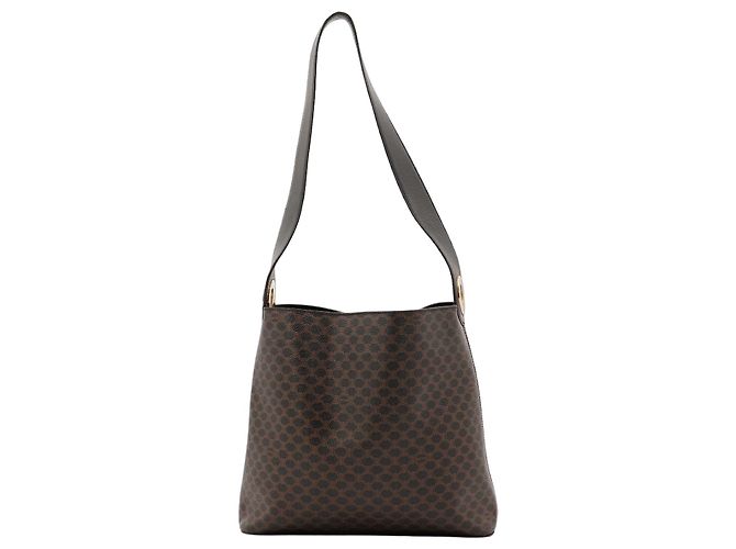 Céline Celine Bolsa Hobo em Lona Triomphe Marrom Preto